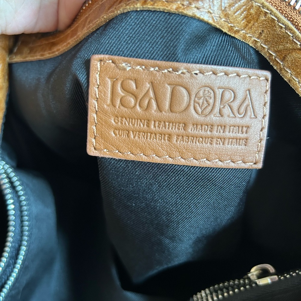 Caramel Brown Embossed Leather Shoulder Bag - Picture 2 of 16